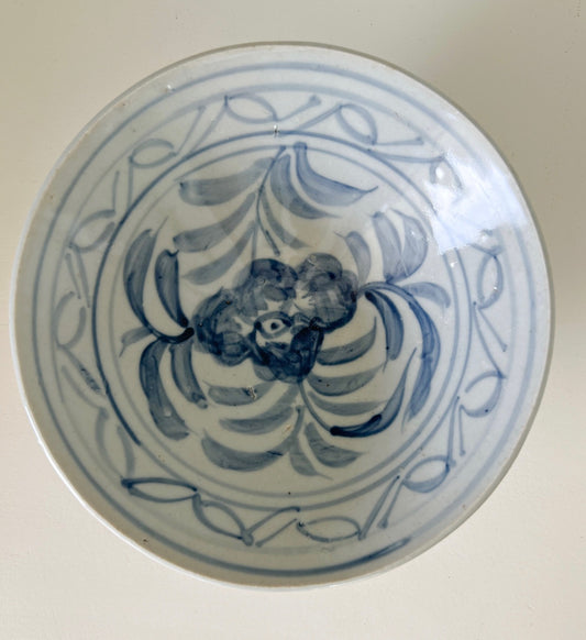 pale blue and white floral bowl