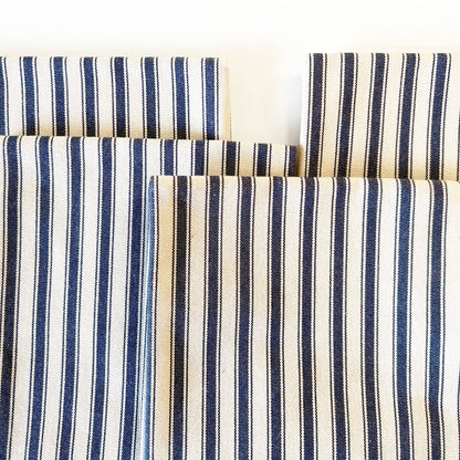 4 everyday use of ticking pattern napkins of navy blue and cream