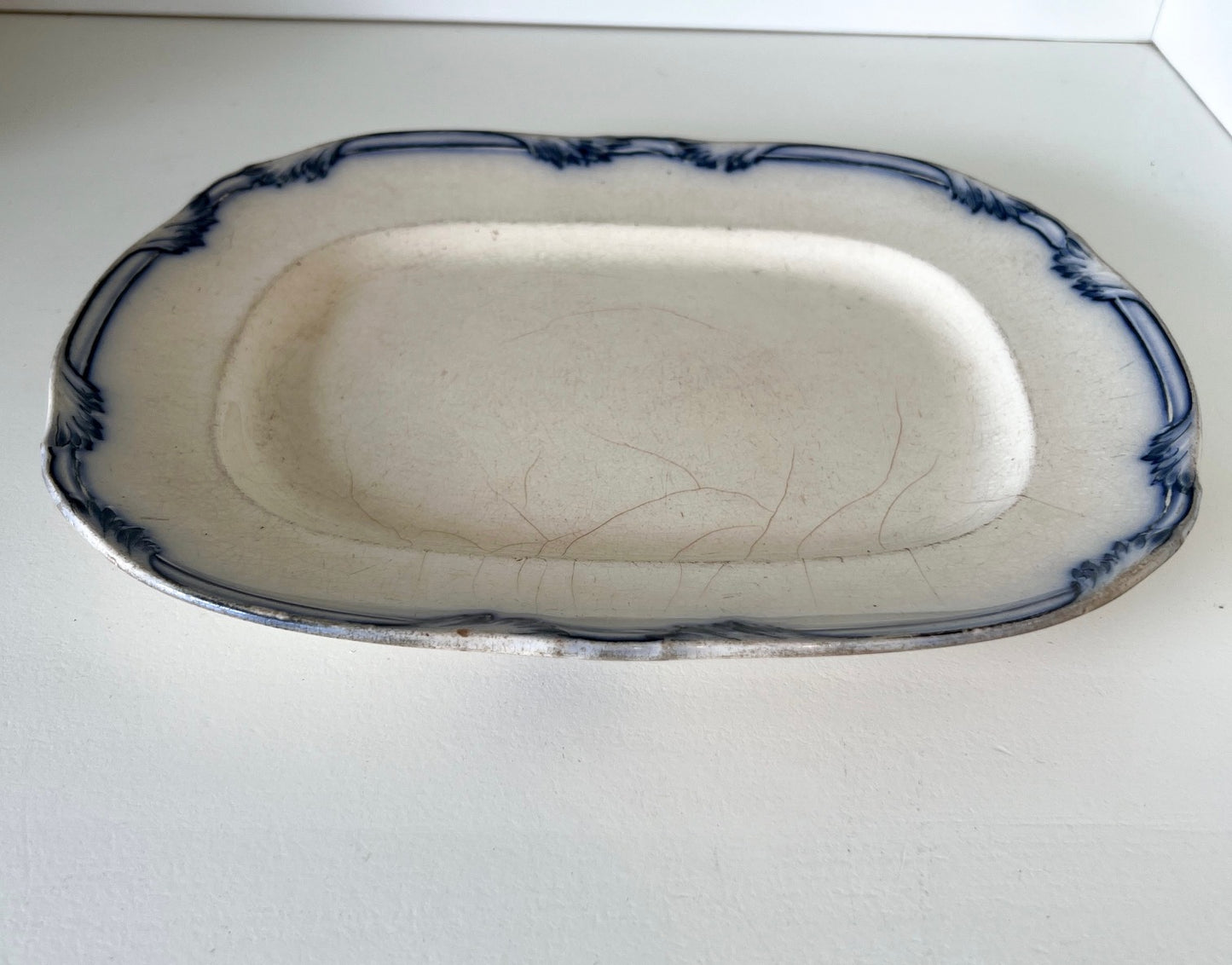 3/4 top view of antique furnival platter