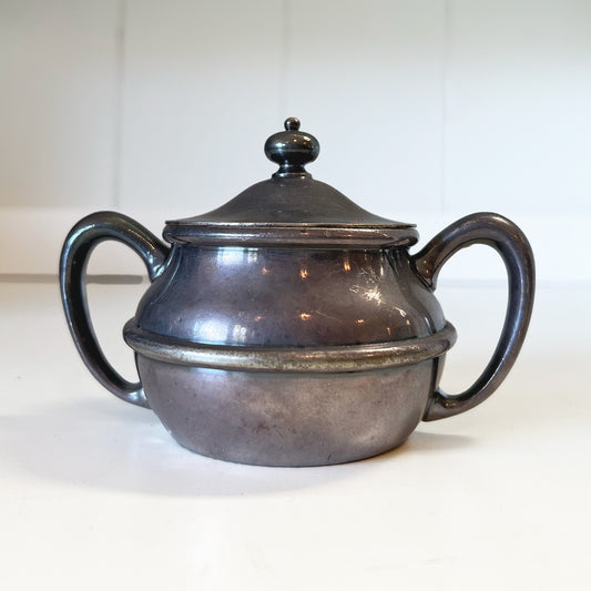 Silver Sugar Bowl with Lid with 2 handles on the side