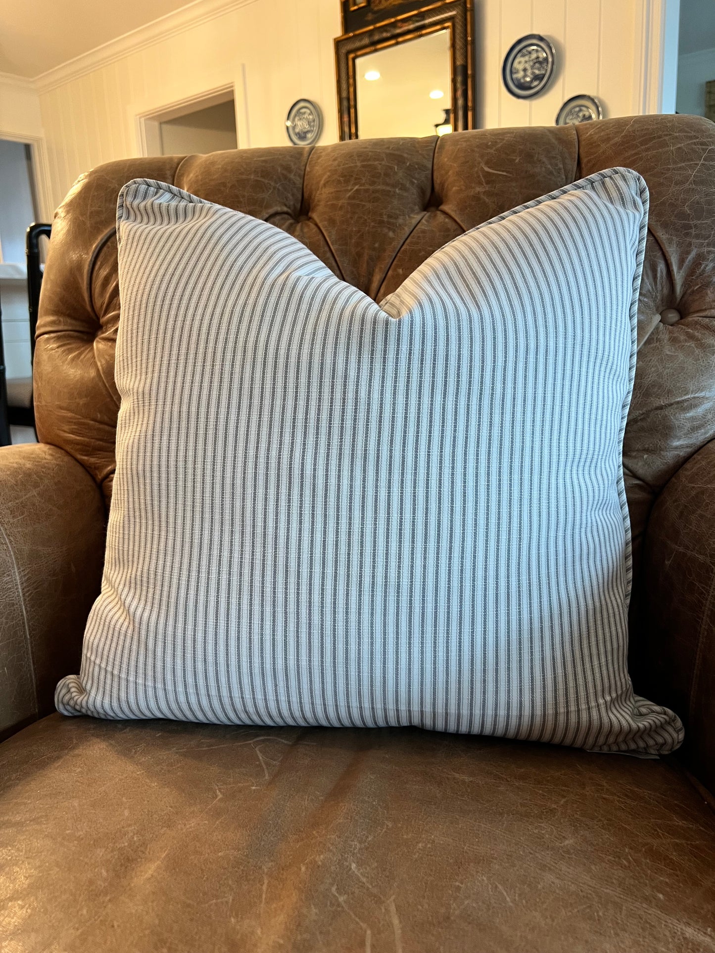 Gray & White stripe  20" x 20" Pillow