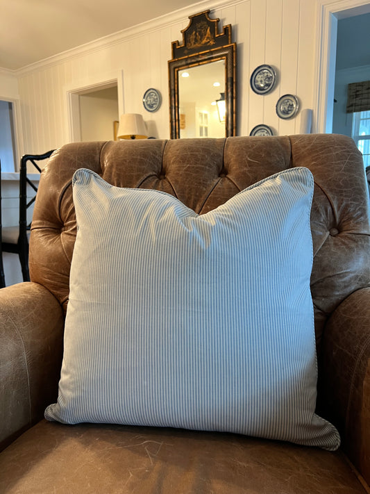 Soft Blue and White stripe 20" x 20" pillow