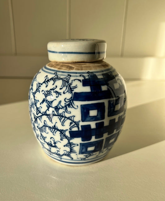 Mini Happiness Blue & White Ginger Jar