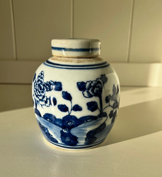 Mini Peony Blue & White Ginger Jar