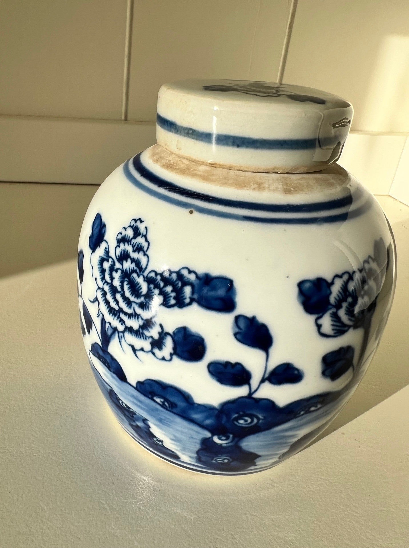 Mini Peony Blue & White Ginger Jar