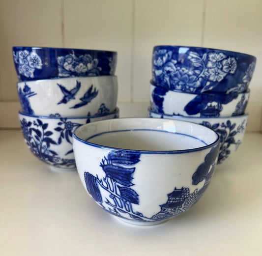 Blue and White small Bowls, set of 7