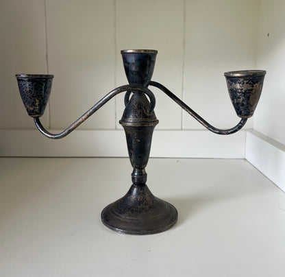 Aged Silver Candle Holder