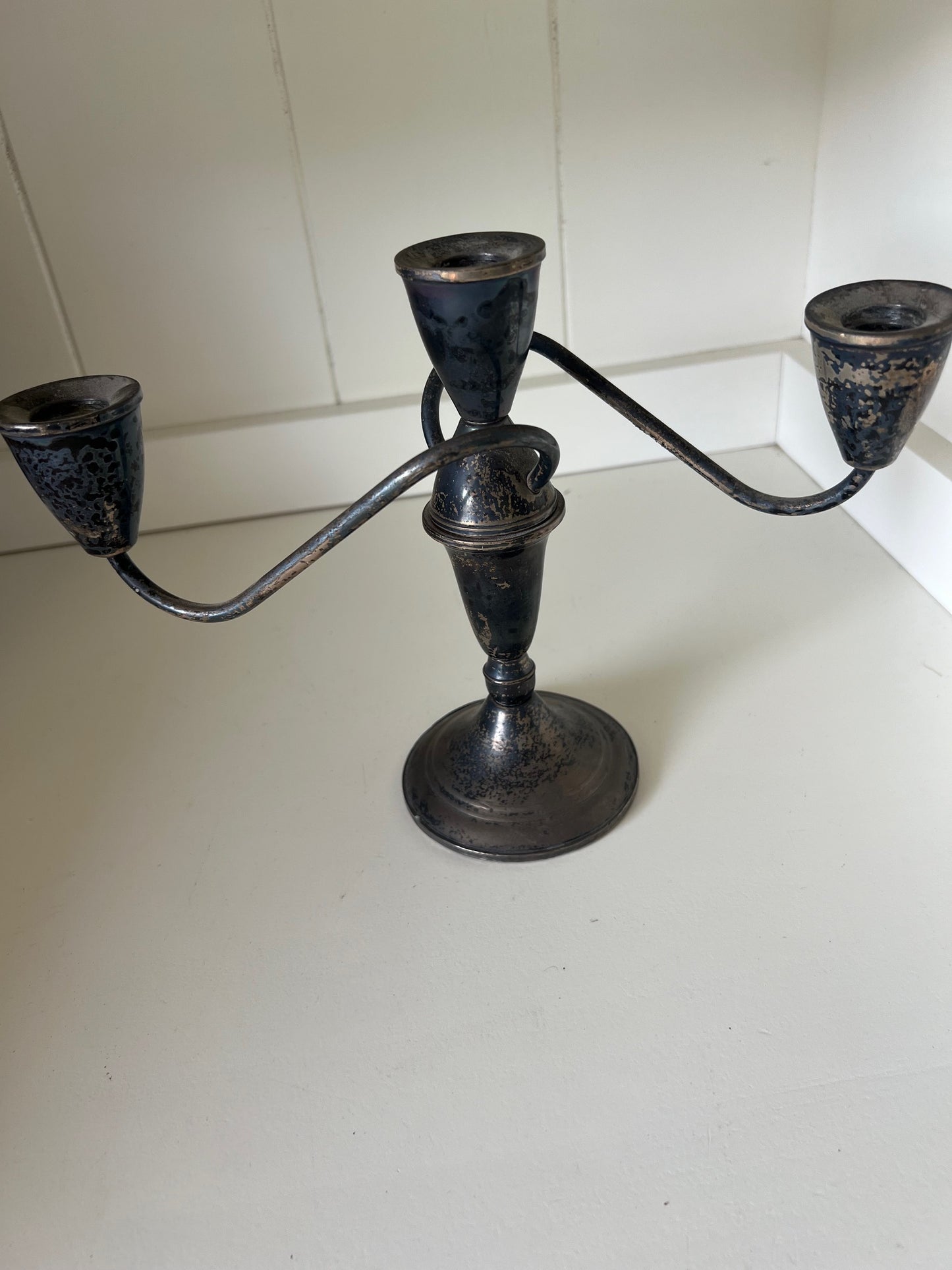 Aged Silver Candle Holder