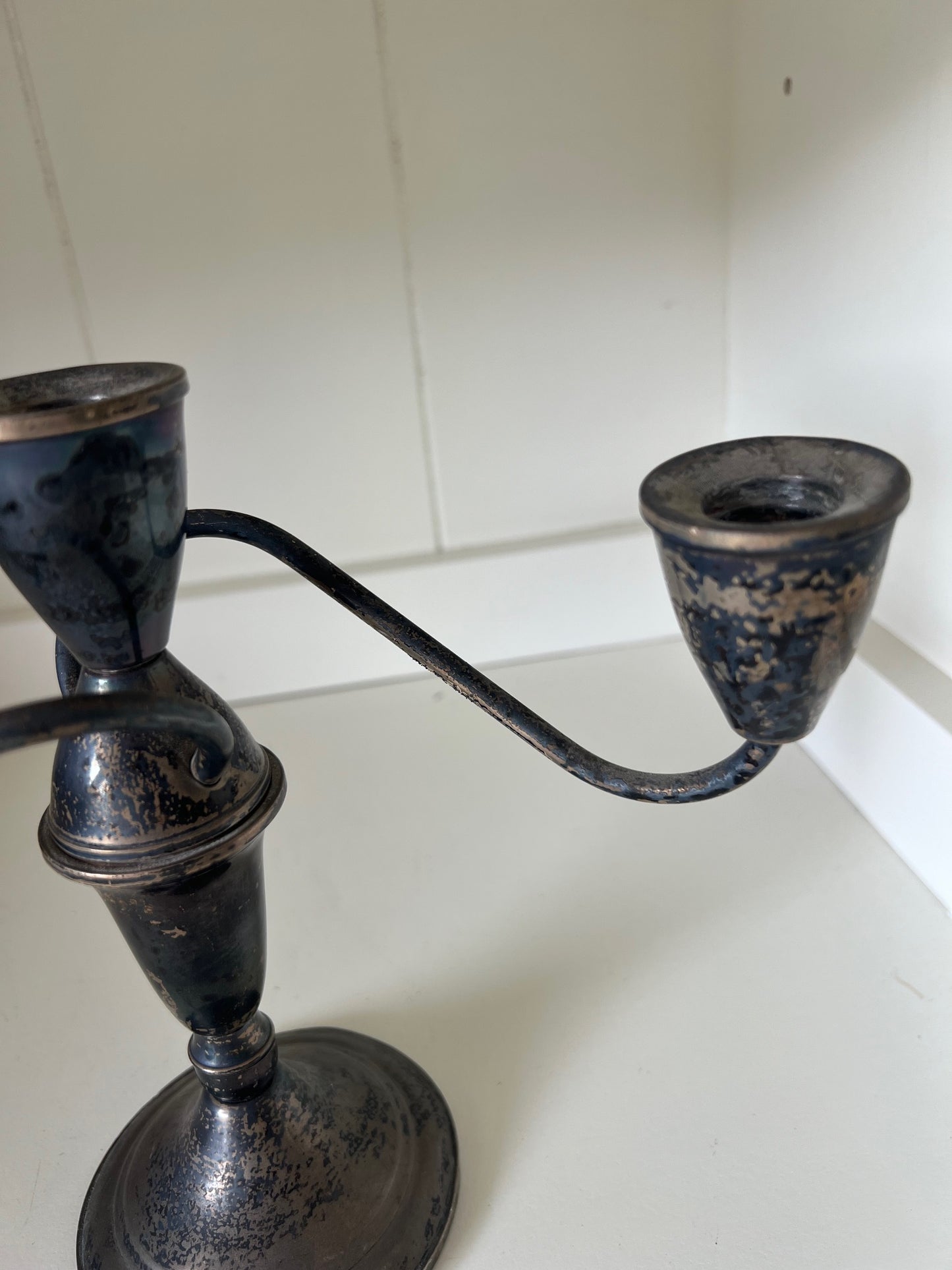 Aged Silver Candle Holder