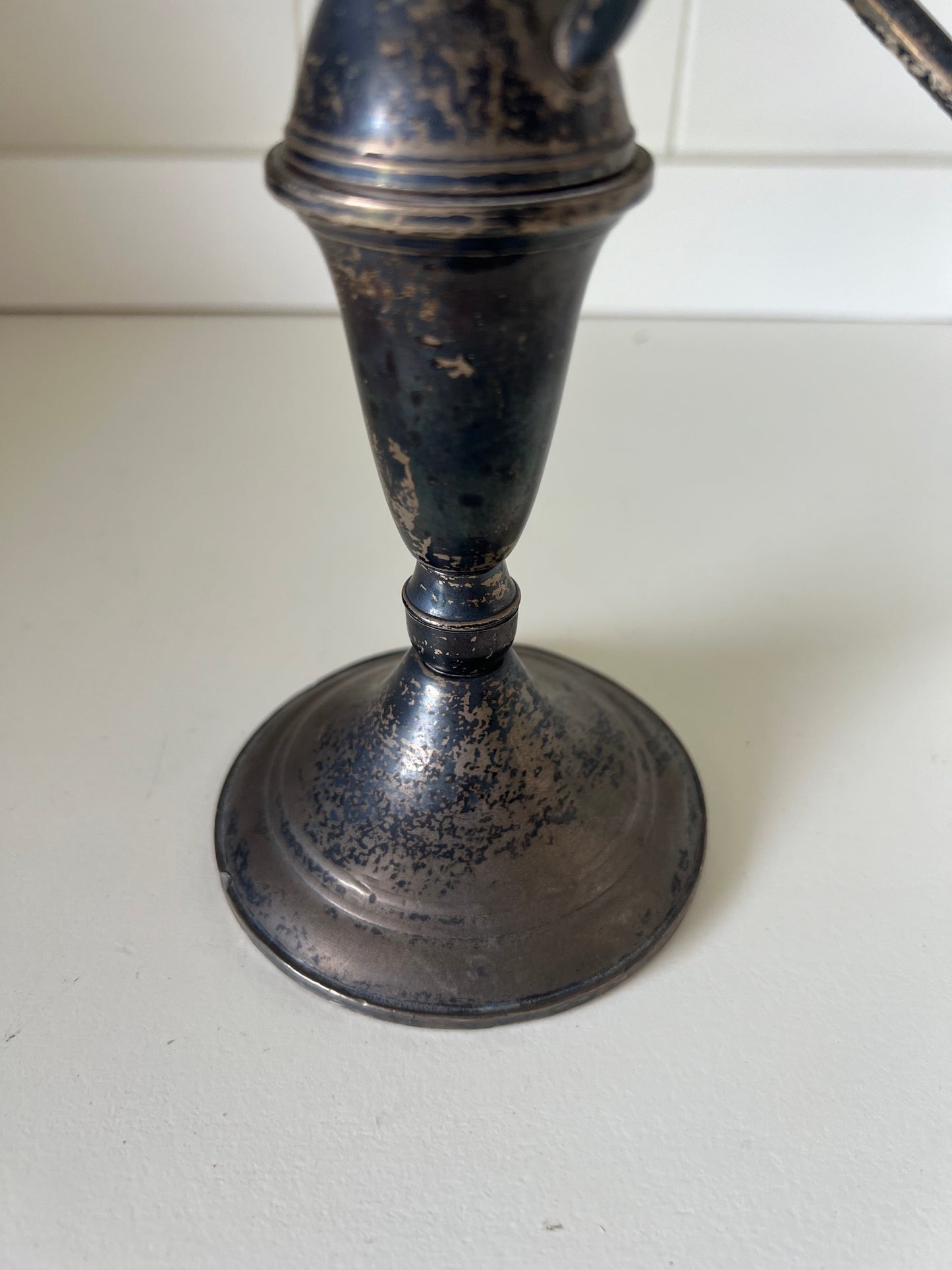 Aged Silver Candle Holder